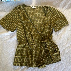 Mine Wrap Short Sleeve Blouse